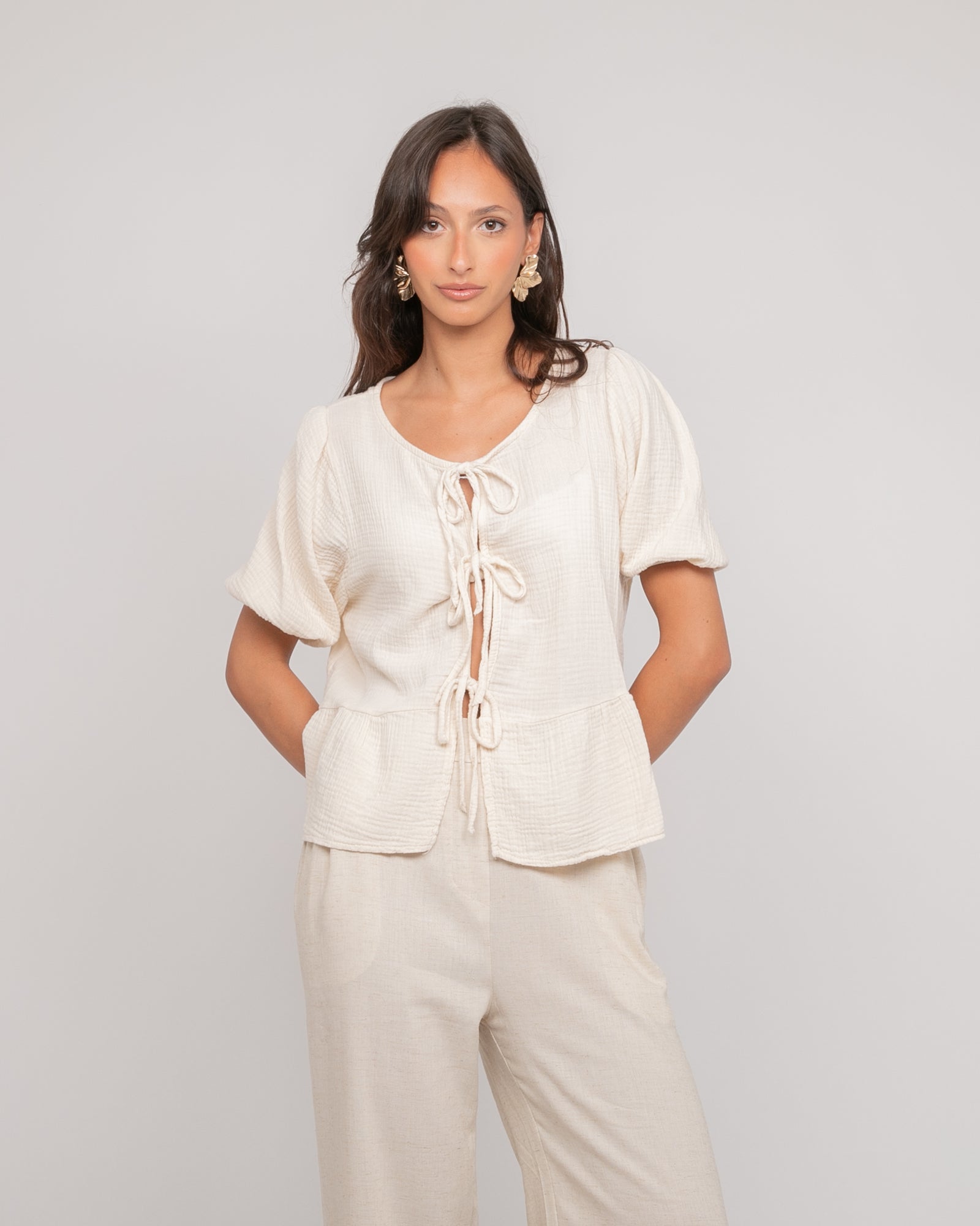 Blouse nouée gaze de conton OLERVIE