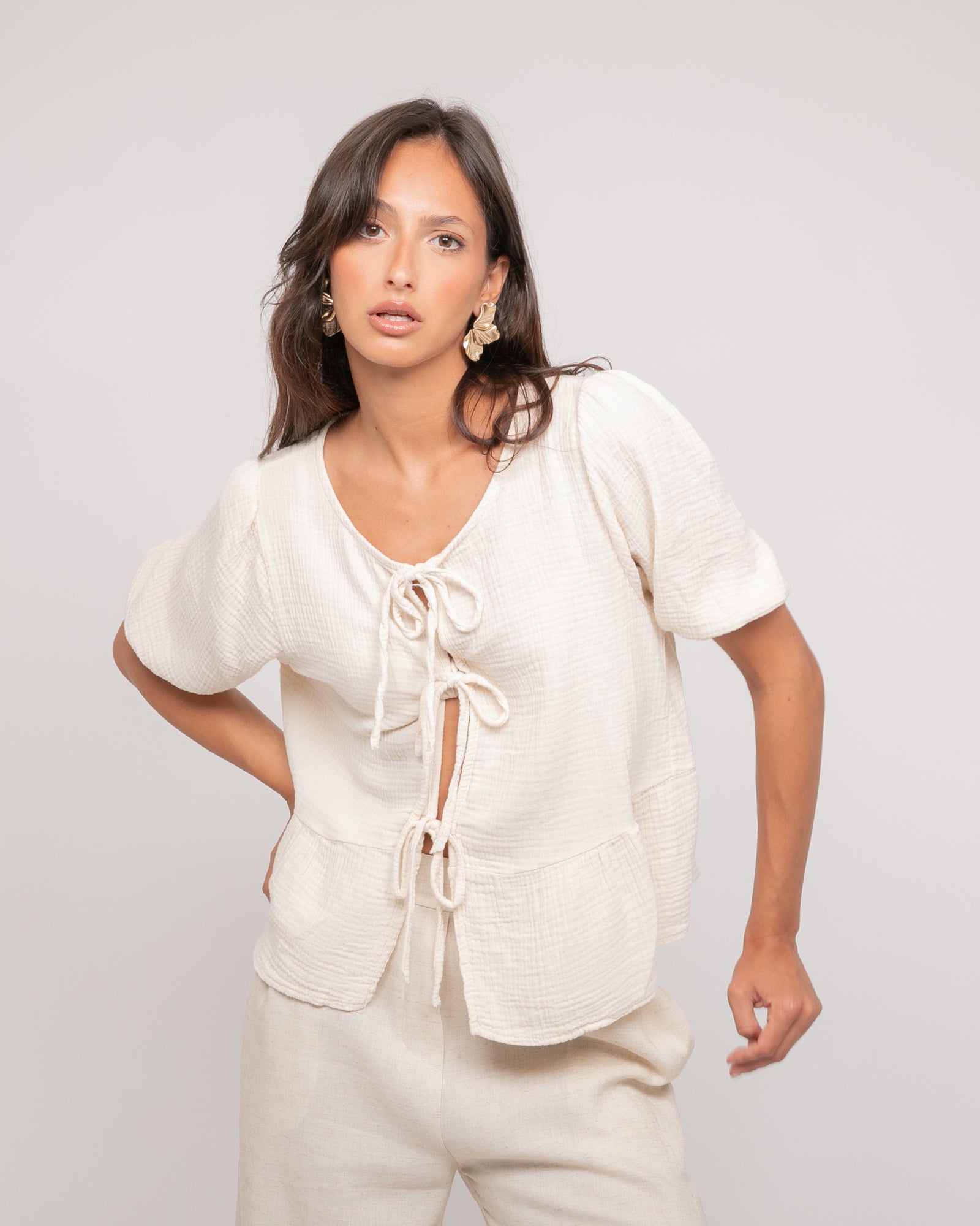Blouse nouée gaze de conton OLERVIE