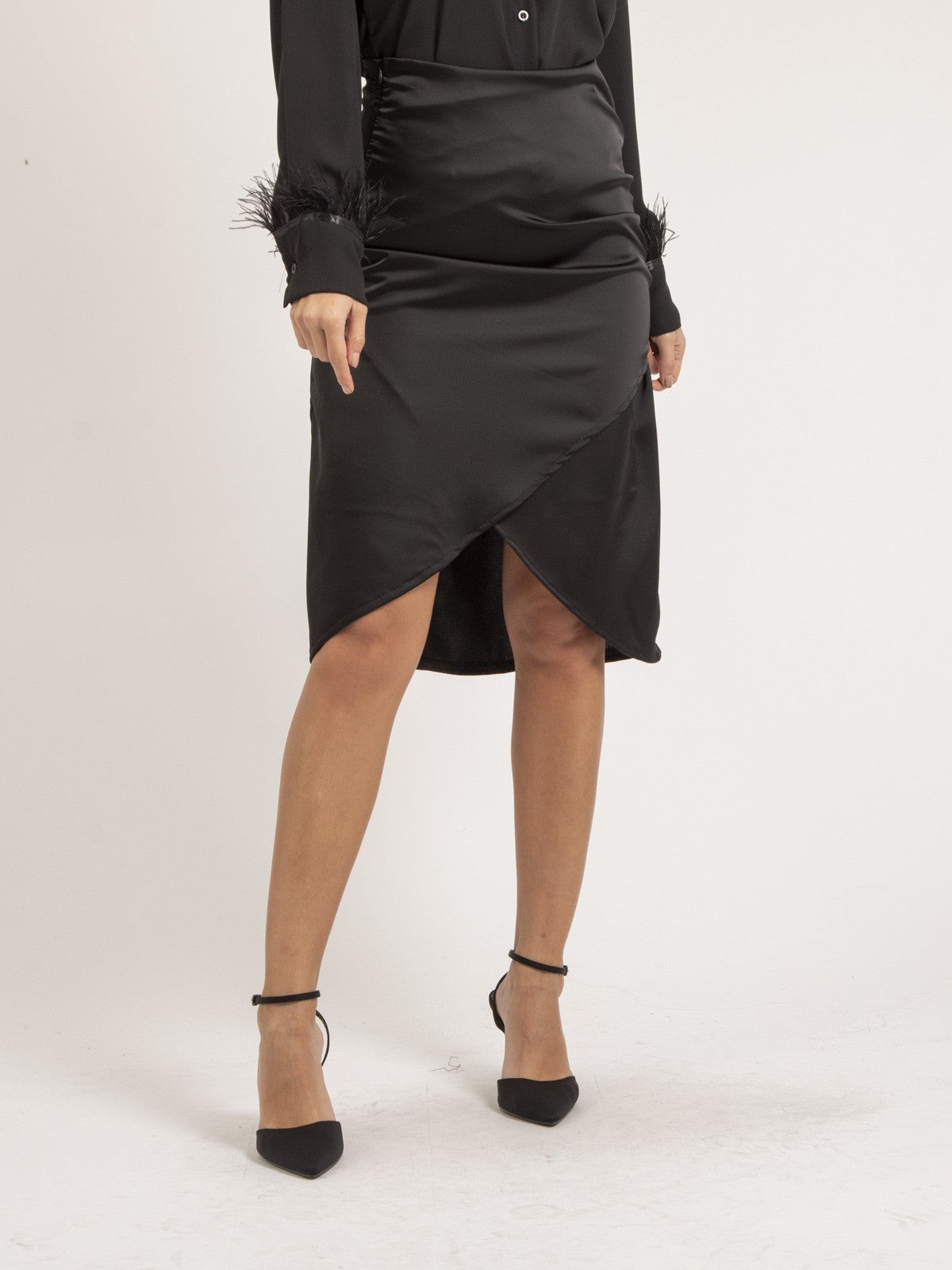 Jupe mi-longue satin XARENA