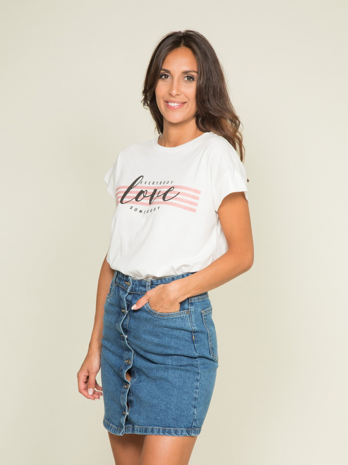 T-shirt col rond message FODY