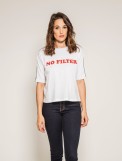 T-shirt col rond manches courtes message cropped FAUSTINE