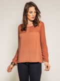 Blouse col rond manches longues bimatière ORIANE