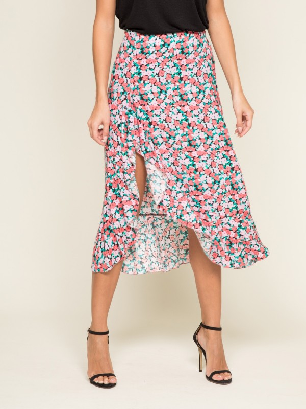 Jupe midi motifs XILAND - Rose