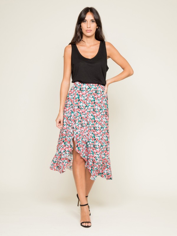 Jupe midi motifs XILAND - Rose