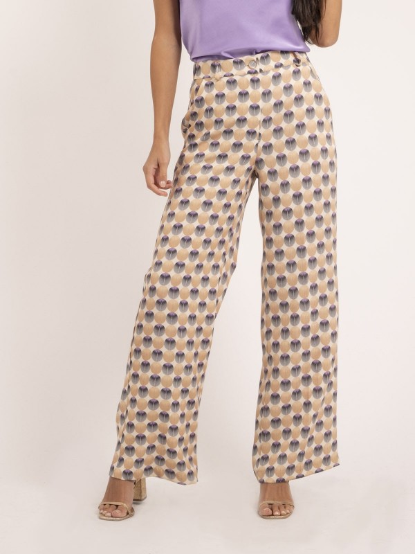 Pantalon motifs ETHANA - Beige