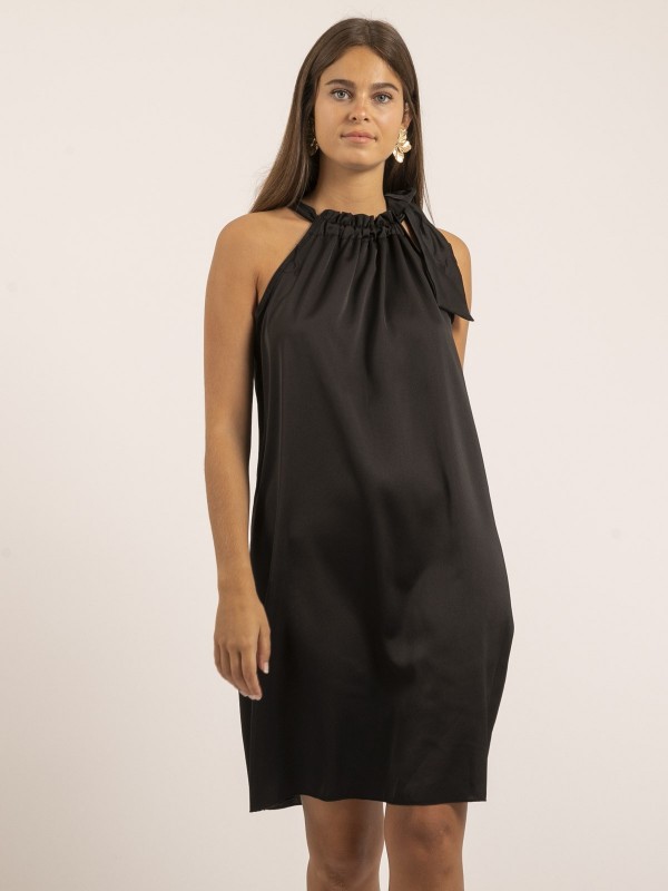 Robe courte satin IMUNE - Noir