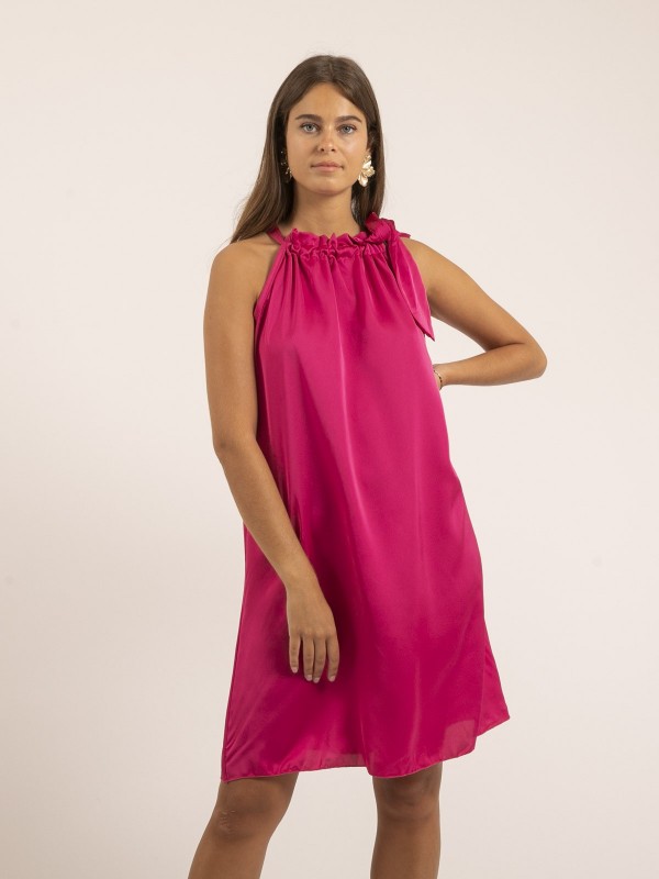 Robe courte satin IMUNE - Rose