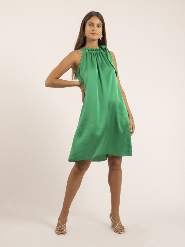 Robe courte satin IMUNE - Vert