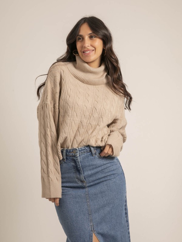 Pull col roulé KALORE - Beige