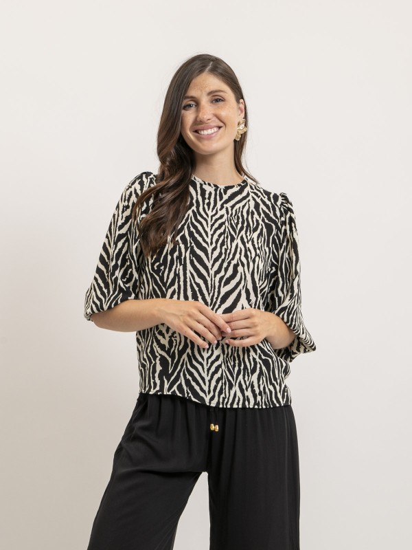 Top motifs zèbre FITINA - Noir