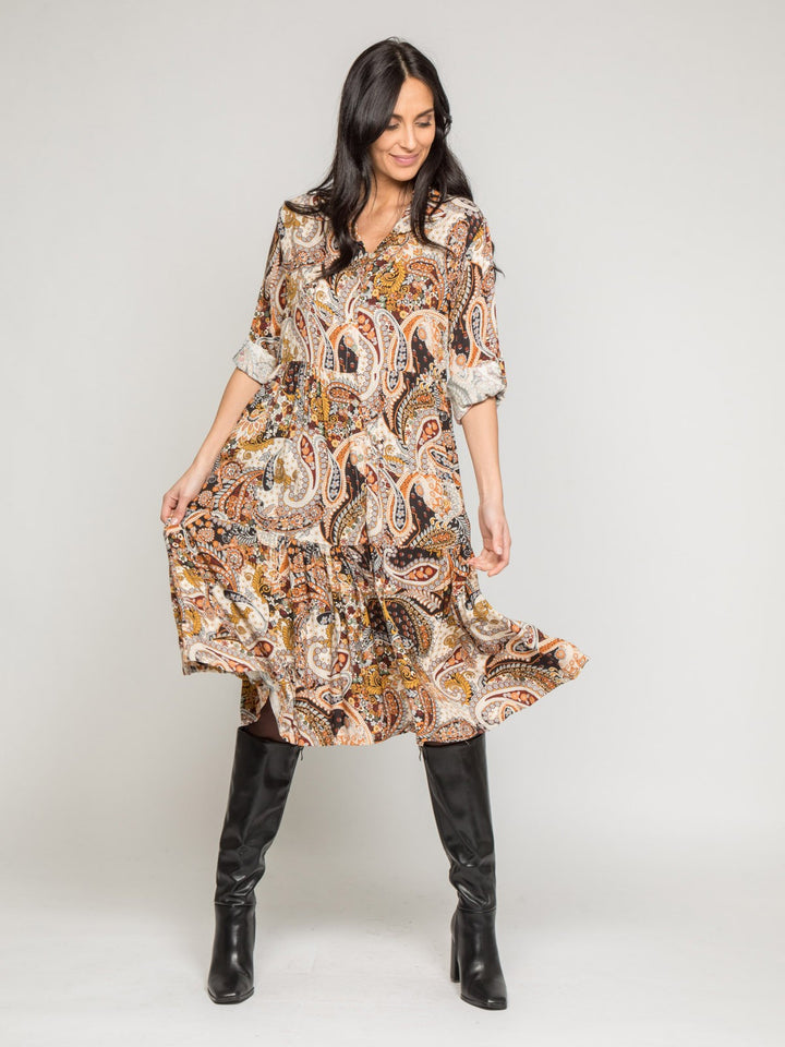 Robe mi-longue motifs ILINE