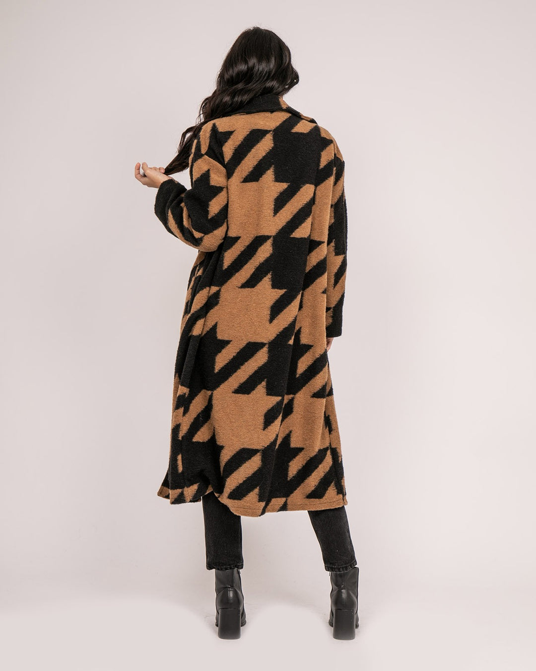 Manteau long pied-de-poule URIO