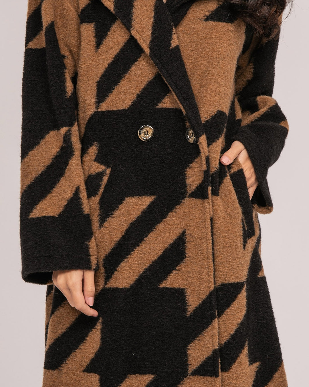 Manteau long pied-de-poule URIO