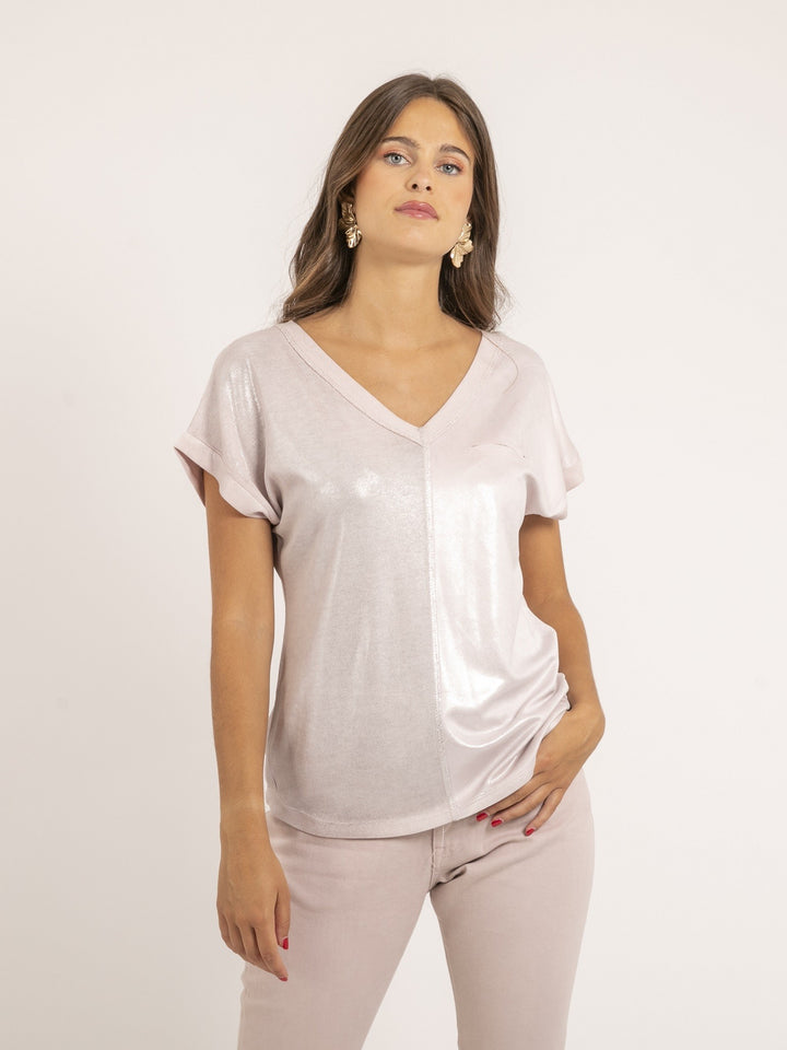 T-shirt col V bimatière FAZZY