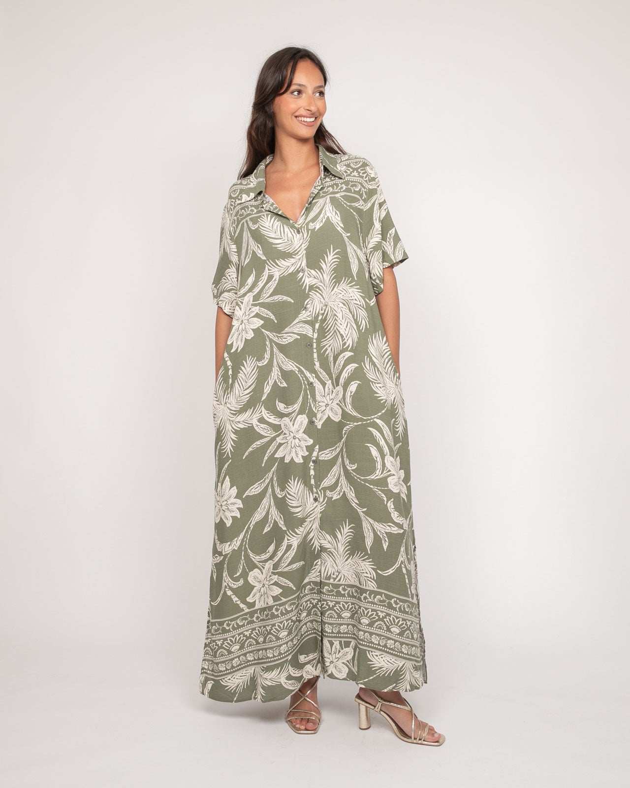 Robe longue chemise motifs ILIAGO