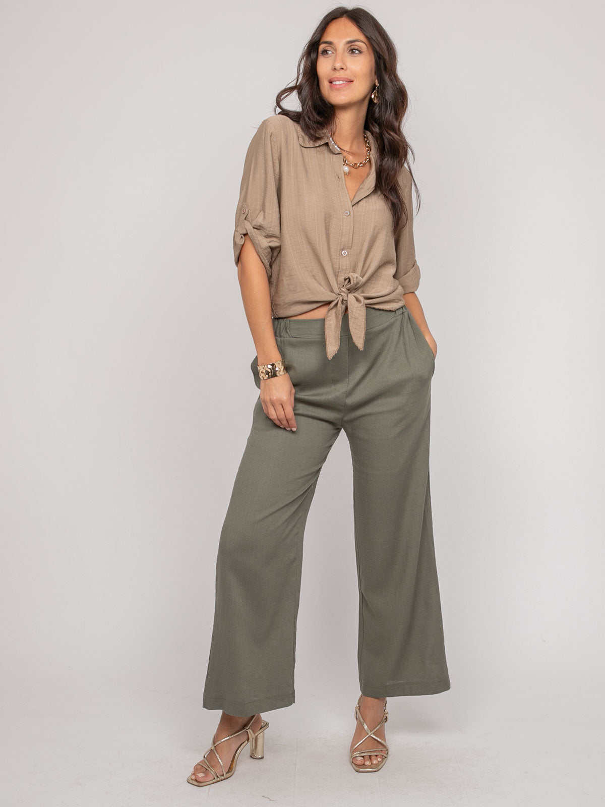 Chemise manches courtes nouée OVELIE