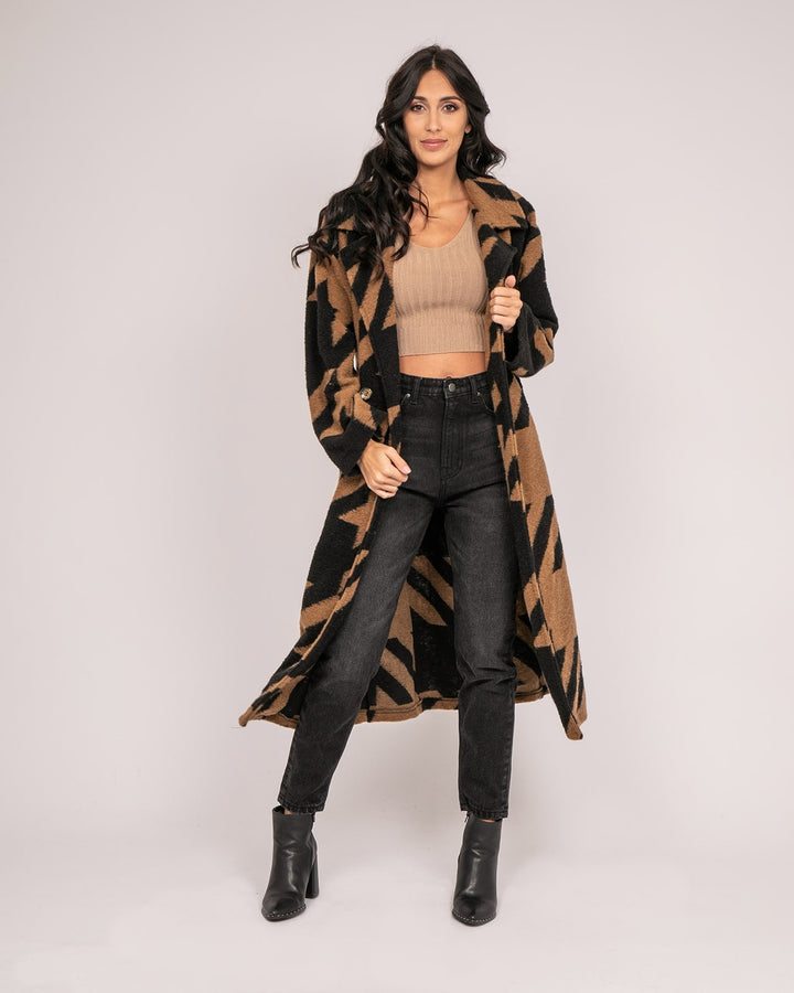 Manteau long pied-de-poule URIO