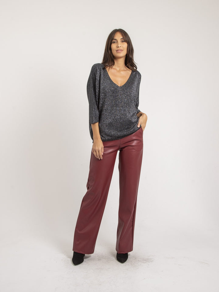Pantalon droit simili cuir EVANIA