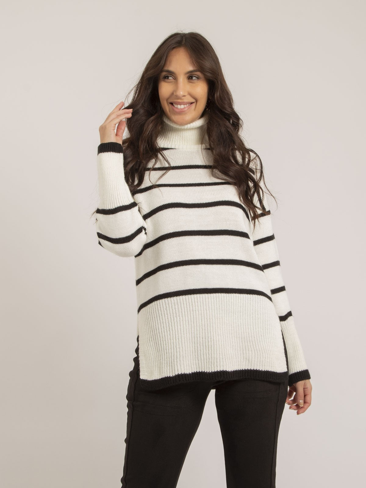 Pull col roulé rayures KATLYN