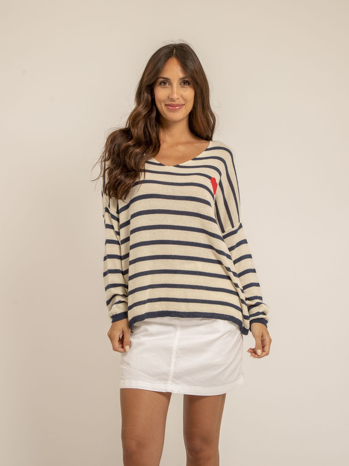 Pull fin motif coeur KELA