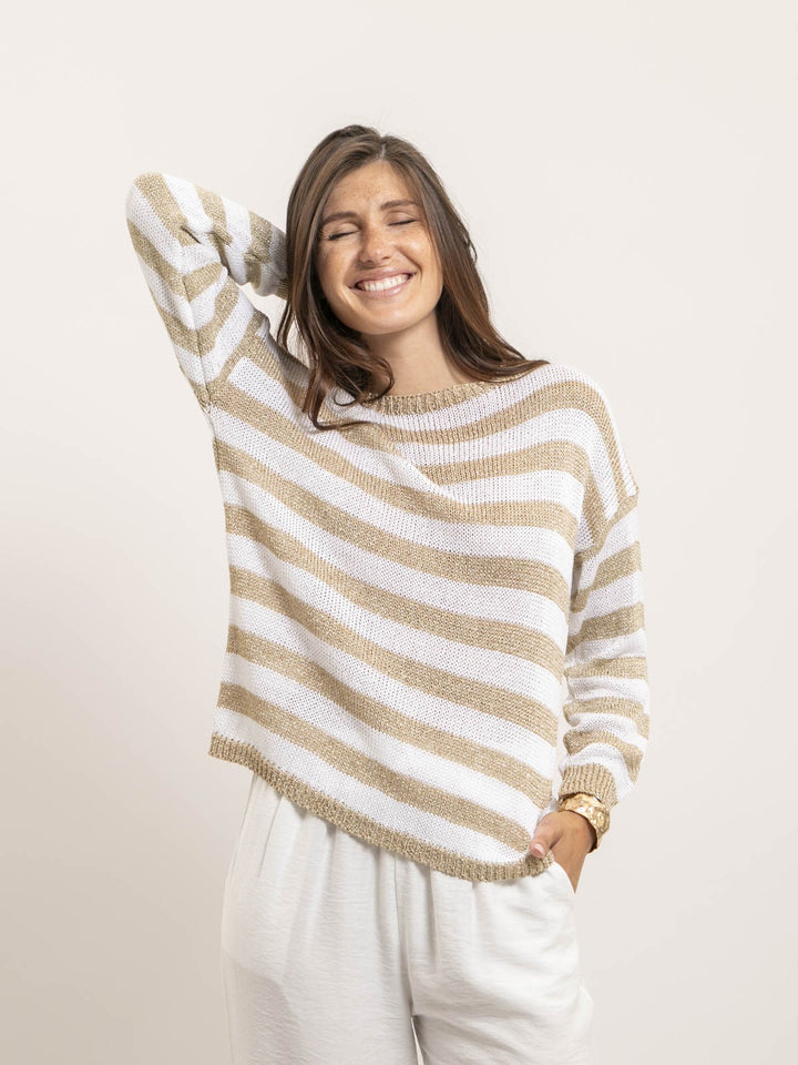 Pull motifs rayures lurex KANINA