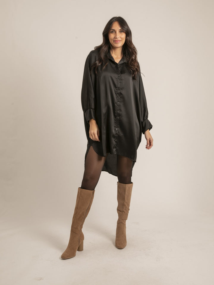 Robe chemise satin OPHELIE