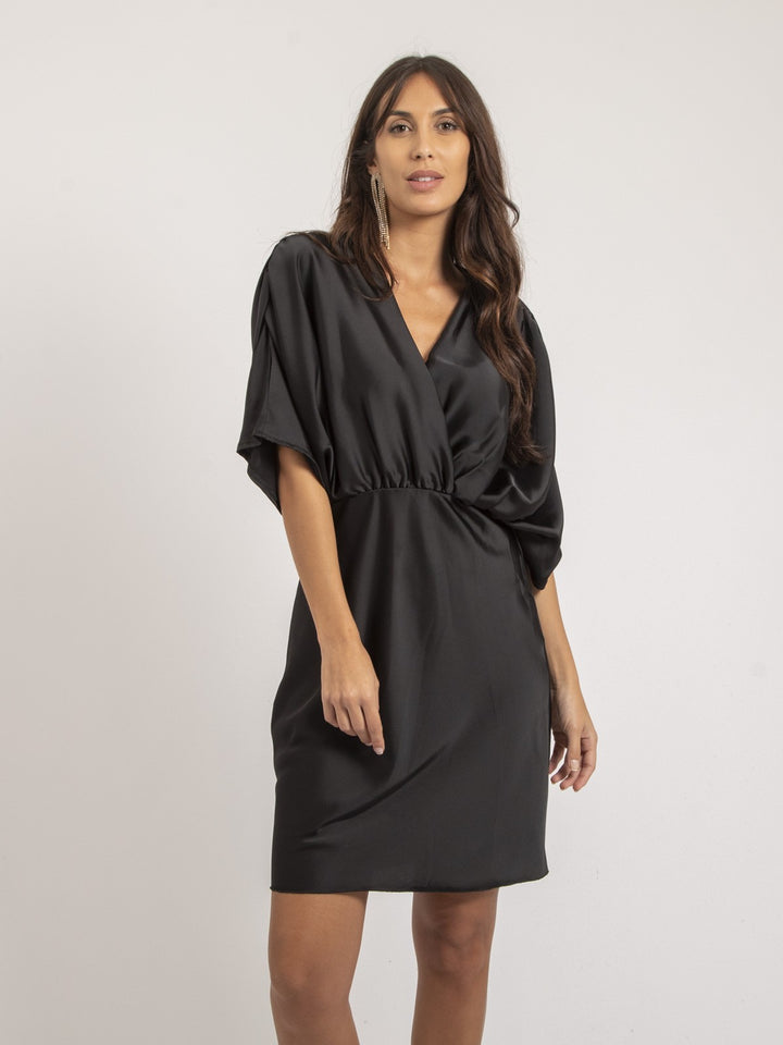 Robe courte portefeuille satin ILIZAN