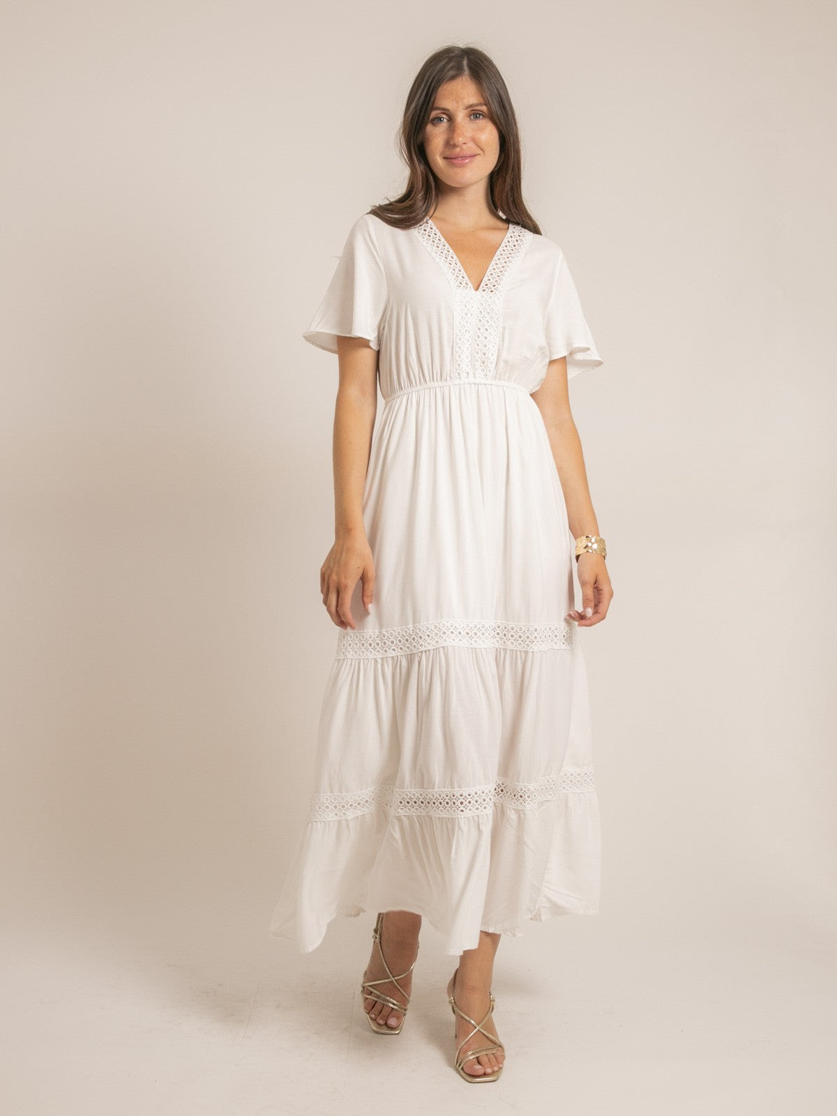 Robe longue avec broderies IREANE