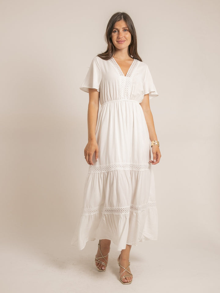 Robe longue avec broderies IREANE