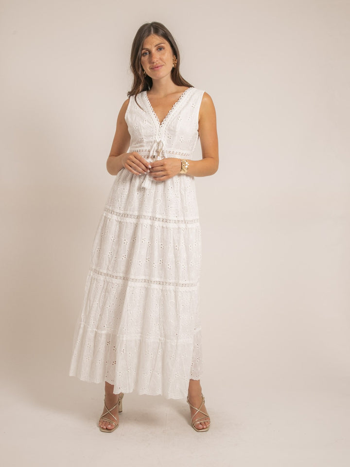 Robe longue broderies anglaises IPANE