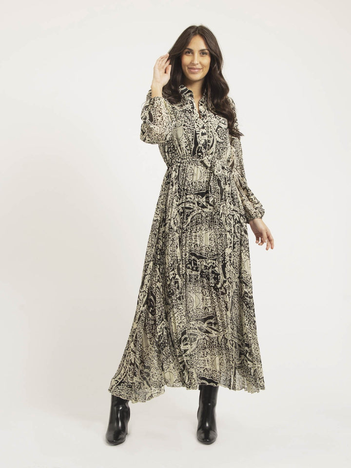 Robe longue plissée motifs INASSIA