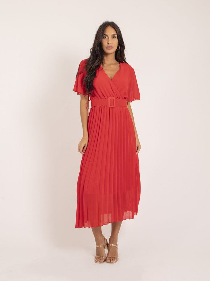 Robe midi plissée et ceinture ISALA