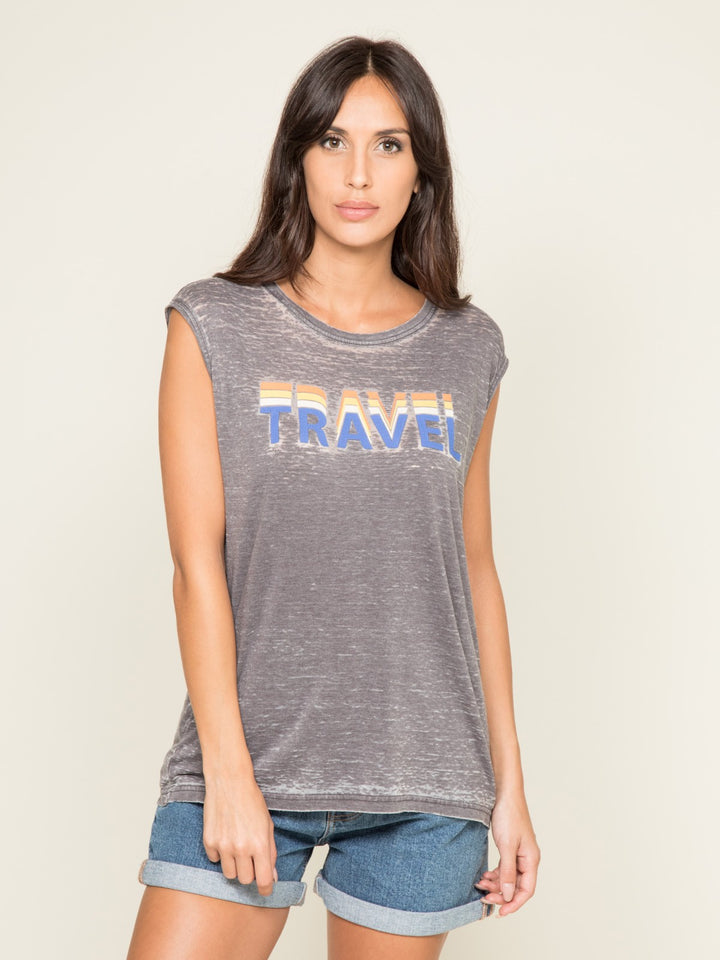 T-shirt col rond sans manches FLORIFOU