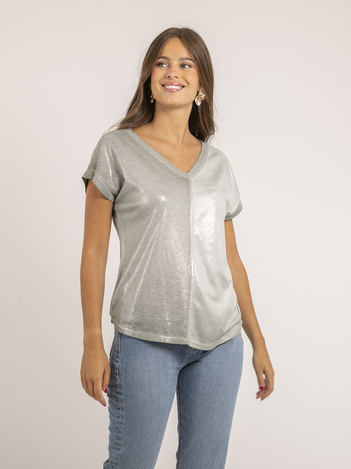 T-shirt col V bimatière FAZZY