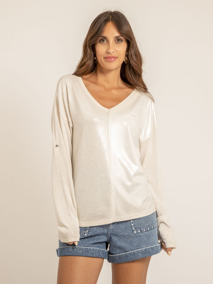 T shirt col V bimatiere FILINIE