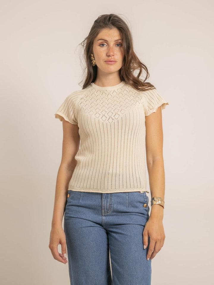 Top manches courtes maille fantaisie FABENE