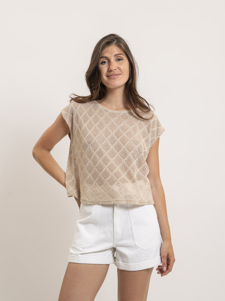 Top sans manches maille ajourée FEPIRA